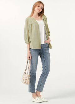 Raw Hem Maternity Slim Straight Jeans, , hi-res