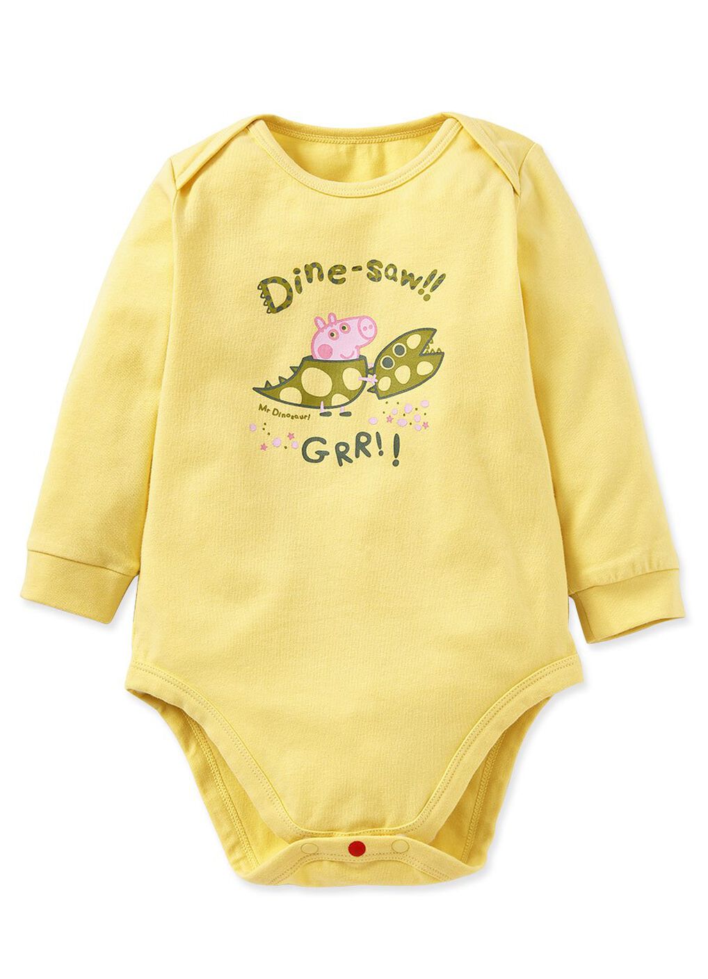 Dinosaur George Pig Baby Cotton Long Sleeve Bodysuit, , hi-res image number 0