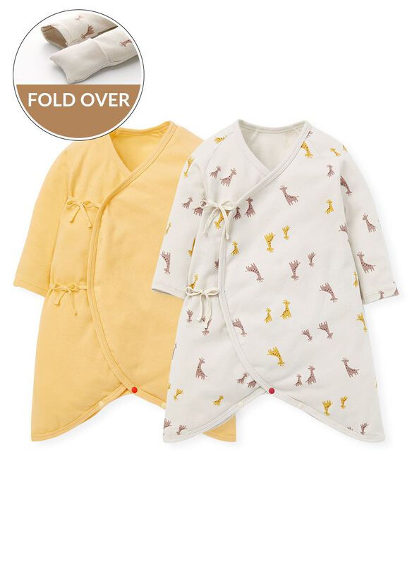 Giraffe Newborn Cotton L/S Romper 2 Pcs Pack