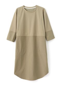 Round Neck Patchwork M&N Dress, Sage Green, hi-res