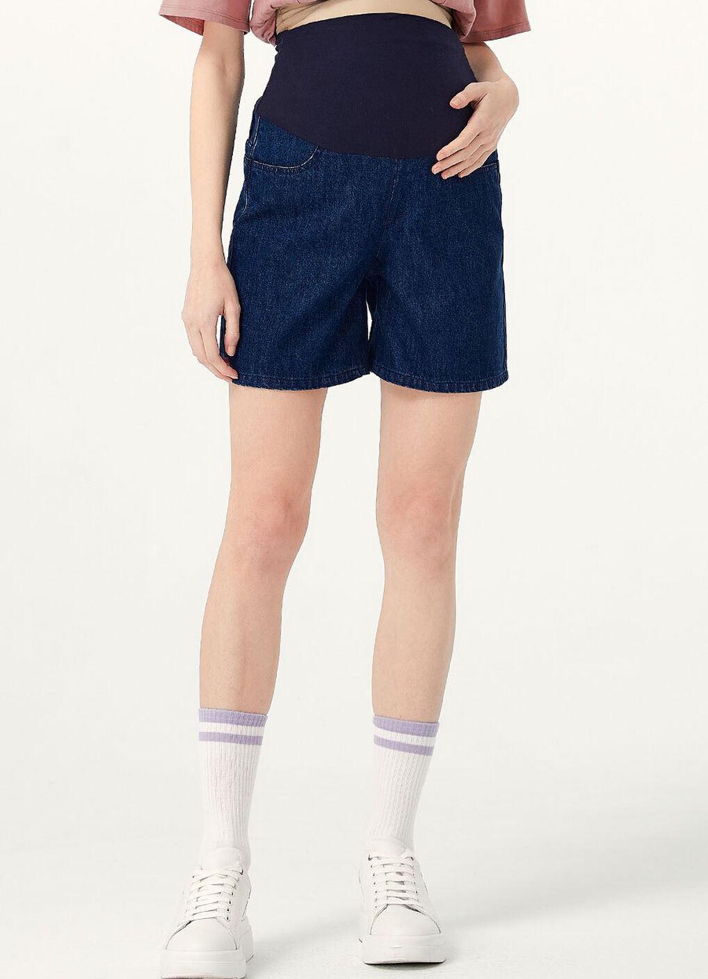 The A-Line Maternity Denim Shorts, , hi-res image number 1