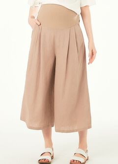 Drapey Maternity Wide Leg Pants, Khaki, hi-res