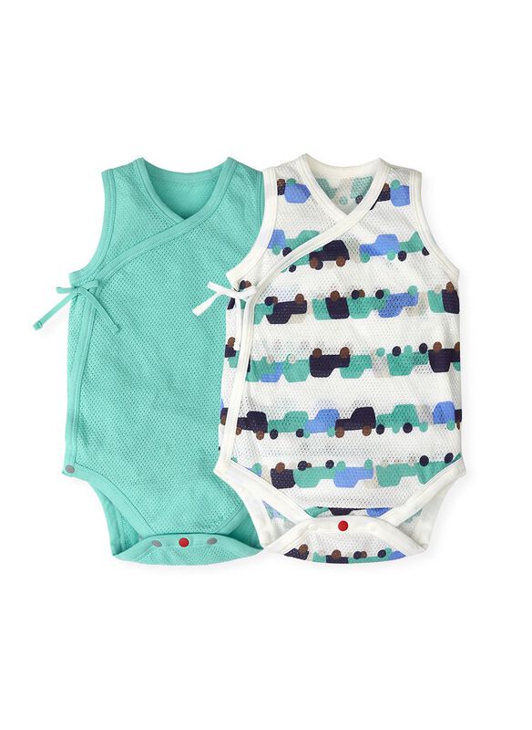 Newborn Cotton Mesh Sleeveless Bodysuit 2 Pack