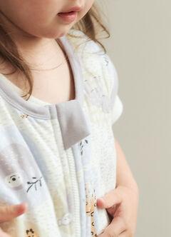 Lightweight Optimum Temp. Sleep Suit-Animal Bubbles, Grey, hi-res