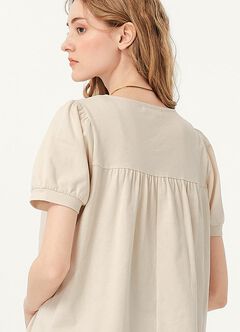 Puff Sleeves Button Down Maternity & Nursing Top, , hi-res