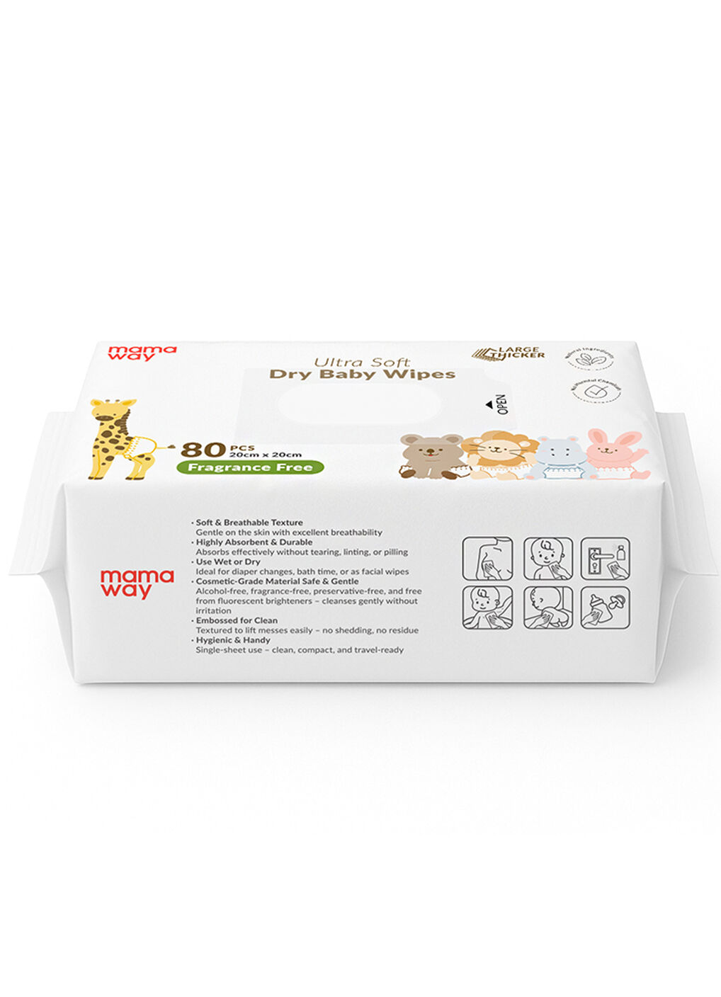 Ultra Soft Dry Baby Wipe (80PCS/PACK), , hi-res image number 1