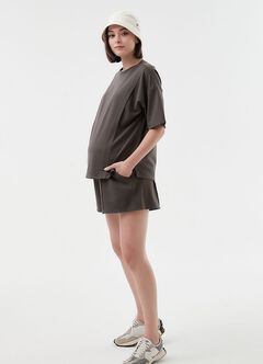 Loose-Fit Cooling Maternity & Nursing Top, Charcoal, hi-res
