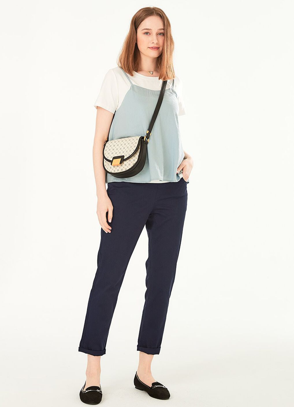 2 in 1 Maternity & Nursing Spliced Top, Blue Grey, hi-res image number 5