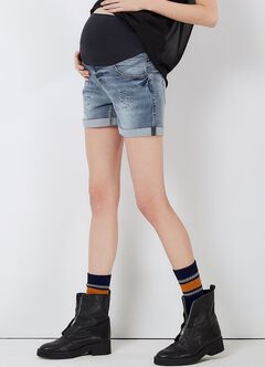 Maternity Ripped Denim Shorts, , hi-res