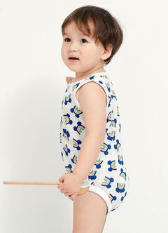 Baby Cotton Mesh Sleeveless Bodysuit 2 Pack, Orange, hi-res