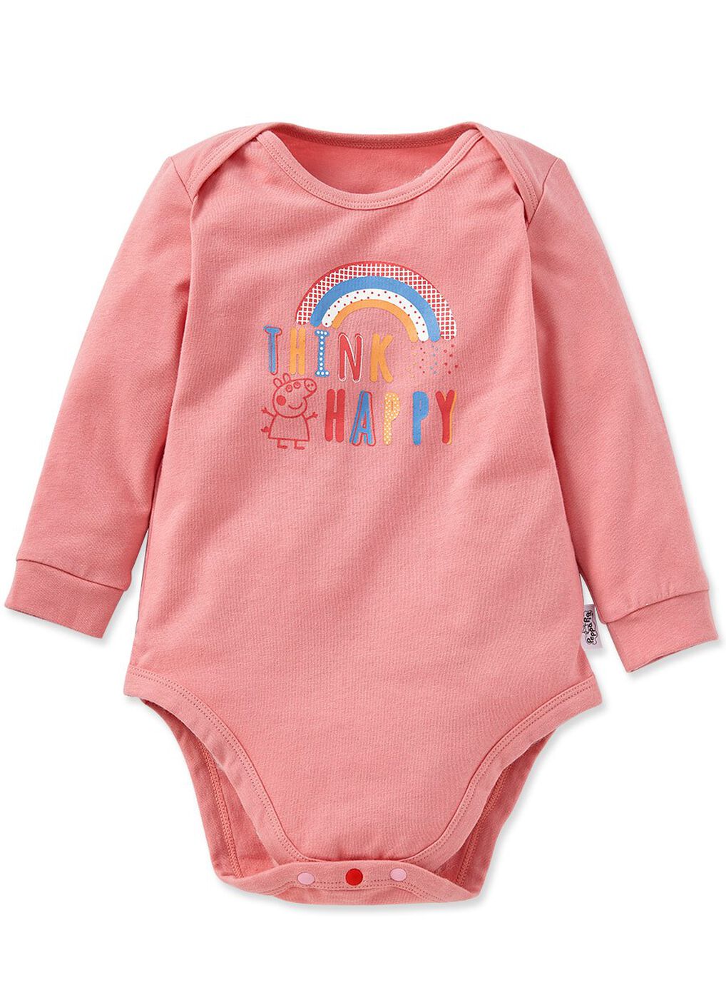 Rainbow Peppa Pig Baby Cotton Long Sleeve Bodysuit, , hi-res image number 0