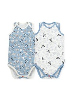 Baby Cotton Sleeveless Bodysuit 2 Pack, Mid Blue, hi-res