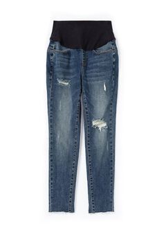Raw Hem Ripped Maternity Skinny Jeans, , hi-res