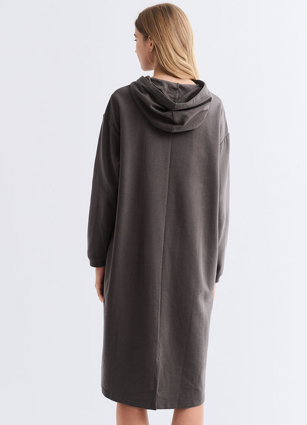 Relaxed Cotton Maternity & Nursing Hoodie Dress, Charcoal, hi-res image number 4