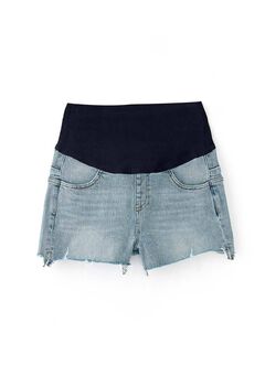 Frayed Hem Maternity Denim Shorts, , hi-res