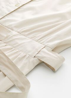 Button-through S/L Maternity & Nursing Dress, Khaki, hi-res