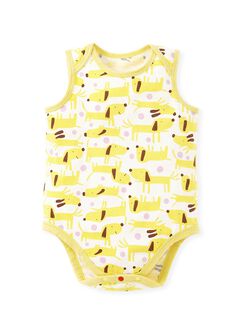 Puppy Baby Cotton Sleeveless Bodysuit 2 Pack, Yellow, hi-res