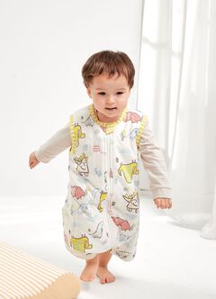 Lightweight Optimum Temp. Sleep Suit- Dinosaur, Mustard, hi-res