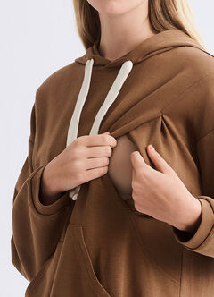 Relaxed Cotton Maternity & Nursing Hoodie Dress, , hi-res