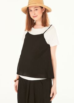 2 in 1 Maternity & Nursing Spliced Top, Black, hi-res