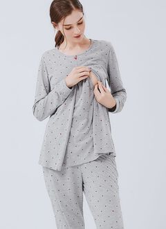Mickey Dotty Maternity & Nursing Pyjama Set, Silver, hi-res