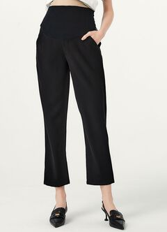 Cropped Maternity Slim Pants, Black, hi-res