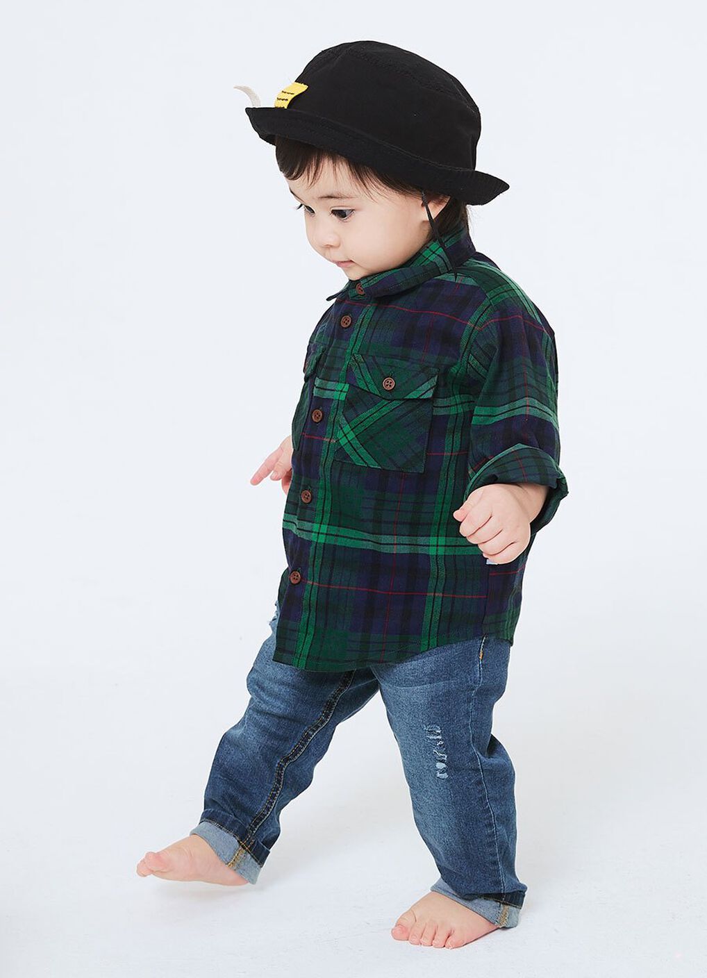 Baby Classic Plaid Shirt, Green, hi-res image number 2