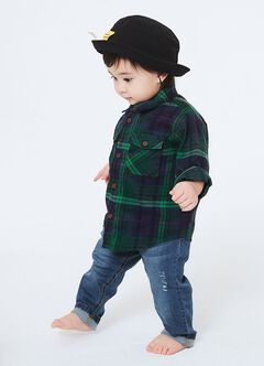 Baby Classic Plaid Shirt, Green, hi-res