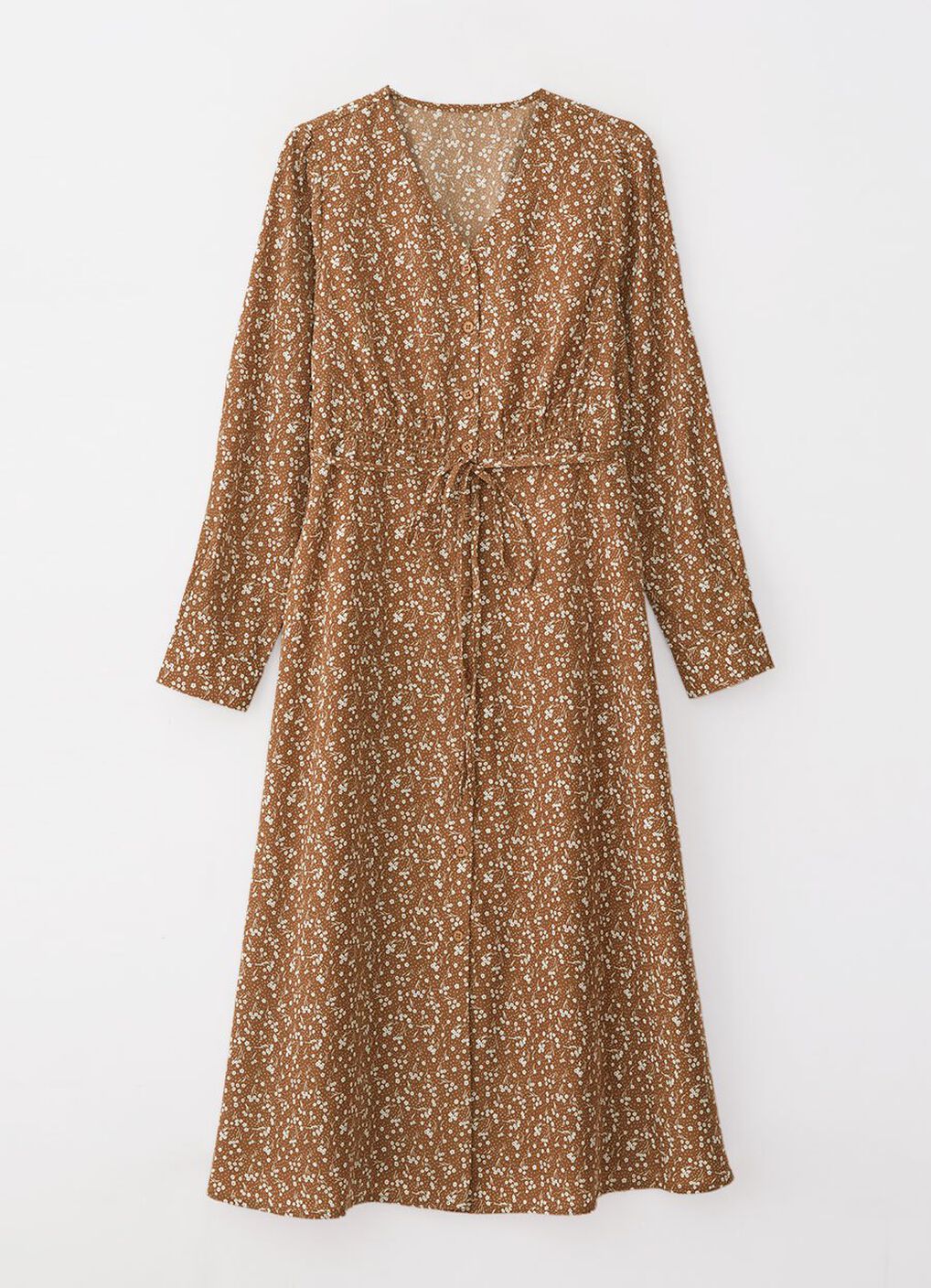 Floral Print V-Neck Maternity & Nursing Dress, Brown, hi-res image number 6