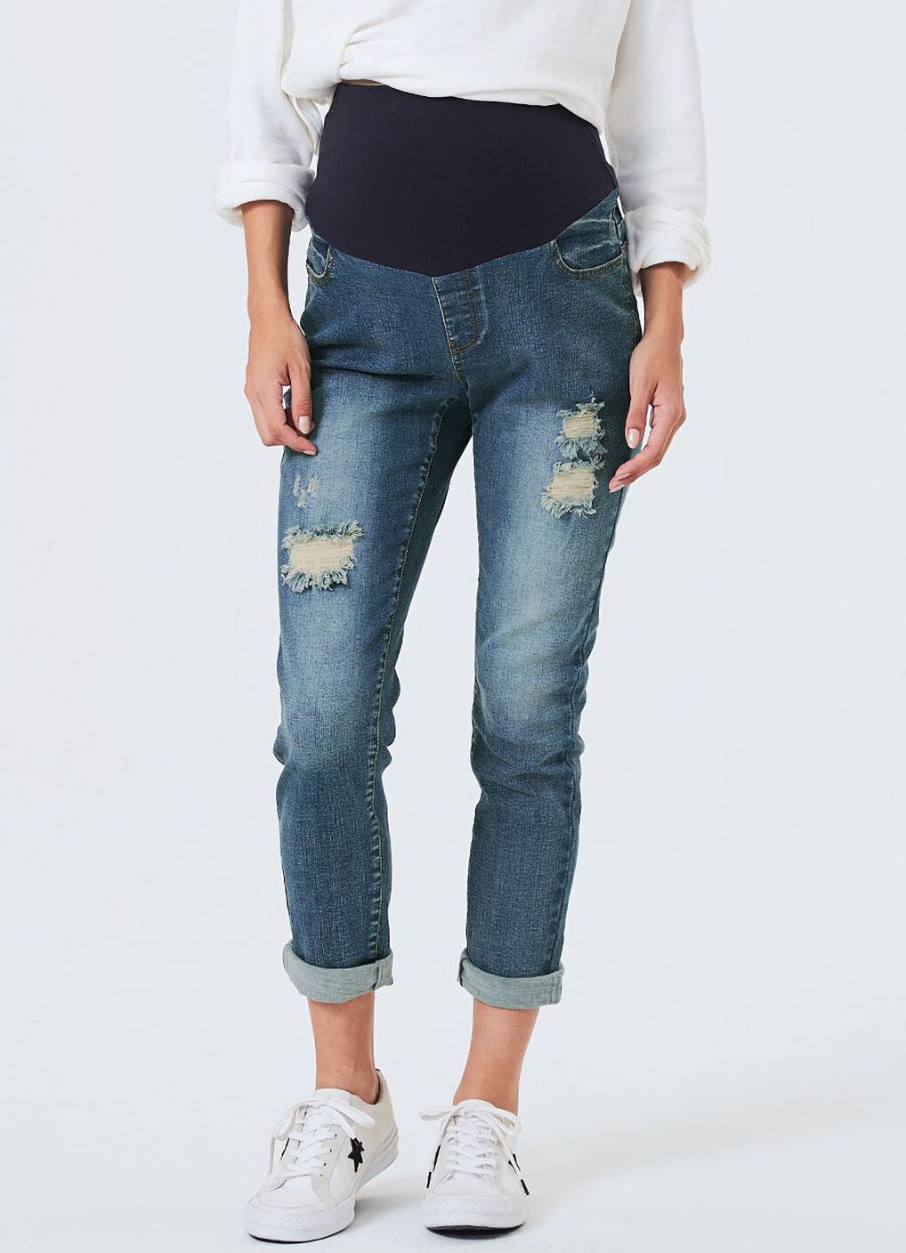 Ripped Detail Maternity Jeans, , hi-res image number 1