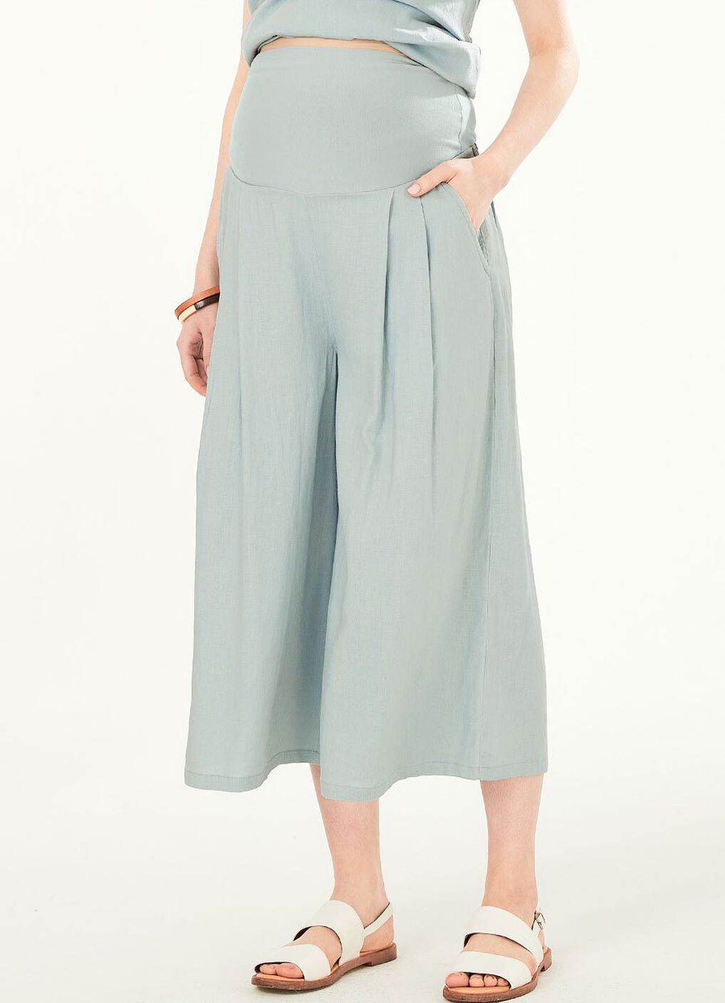 Drapey Maternity Wide Leg Pants, Blue Grey, hi-res image number 1