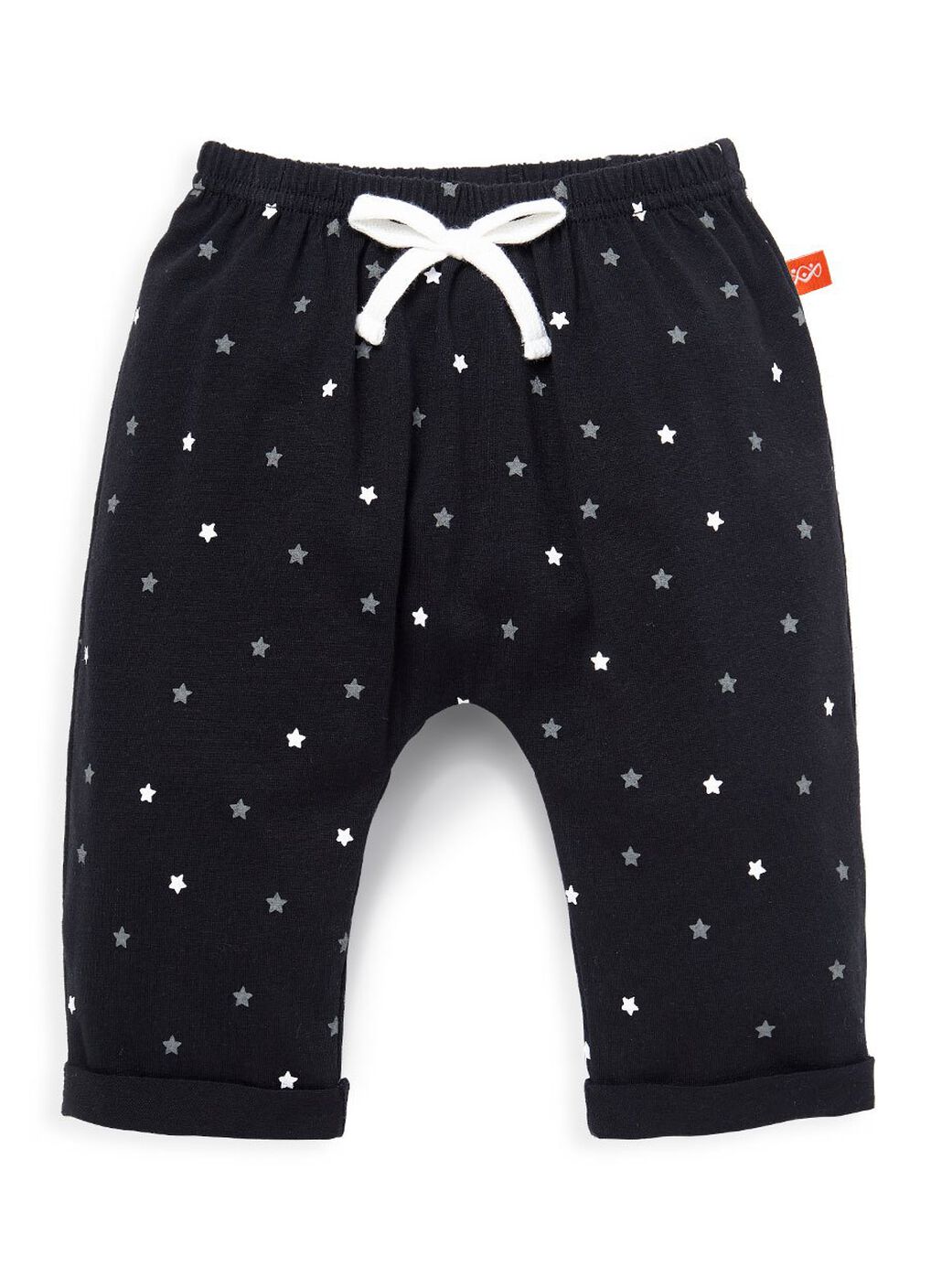 Twinkle Stars Baby Cotton Rolled Up Pants, Black, hi-res image number 0