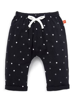 Twinkle Stars Baby Cotton Rolled Up Pants, Black, hi-res