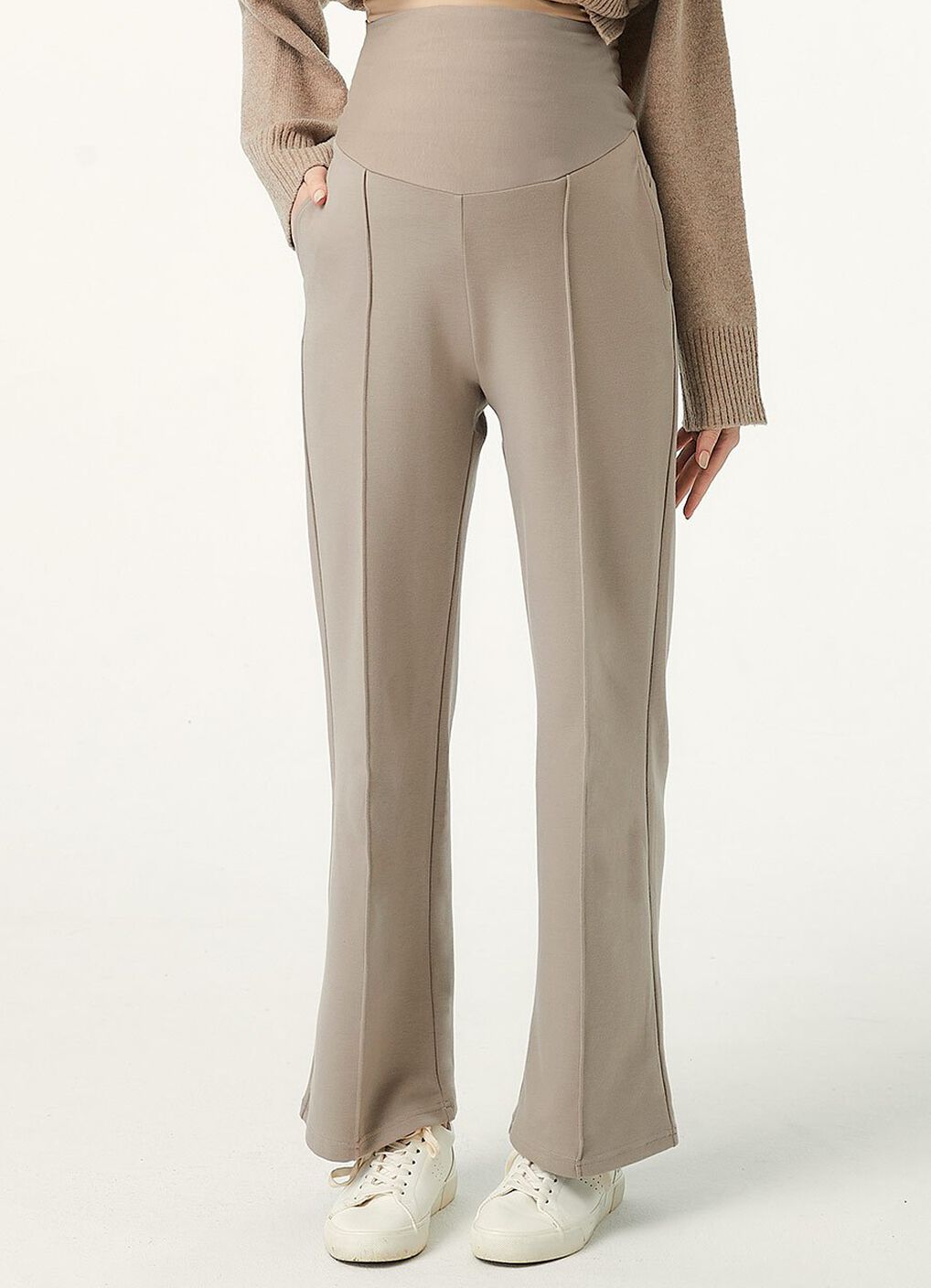 Relaxed Maternity Slim Pants, Khaki, hi-res image number 1