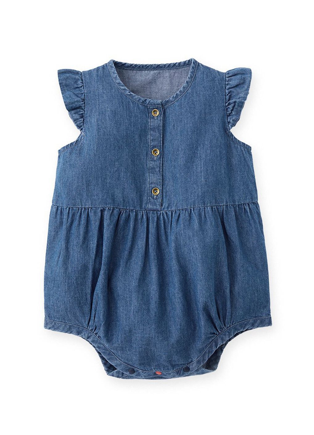 Striped Baby Ruffle Sleeve Romper, Blue, hi-res image number 0