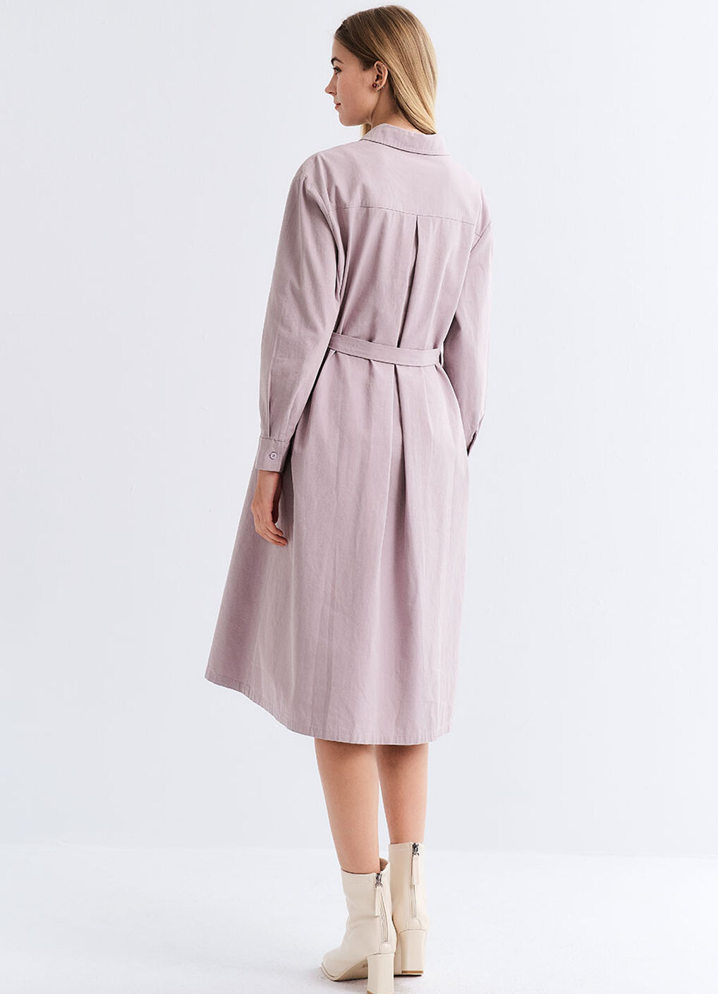 Elegant Belted Maternity & Nursing Shirt Dress, Lavender, hi-res image number 5