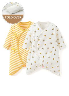 Yolk Newborn Cotton Long Sleeve Romper 2 Pack, , hi-res