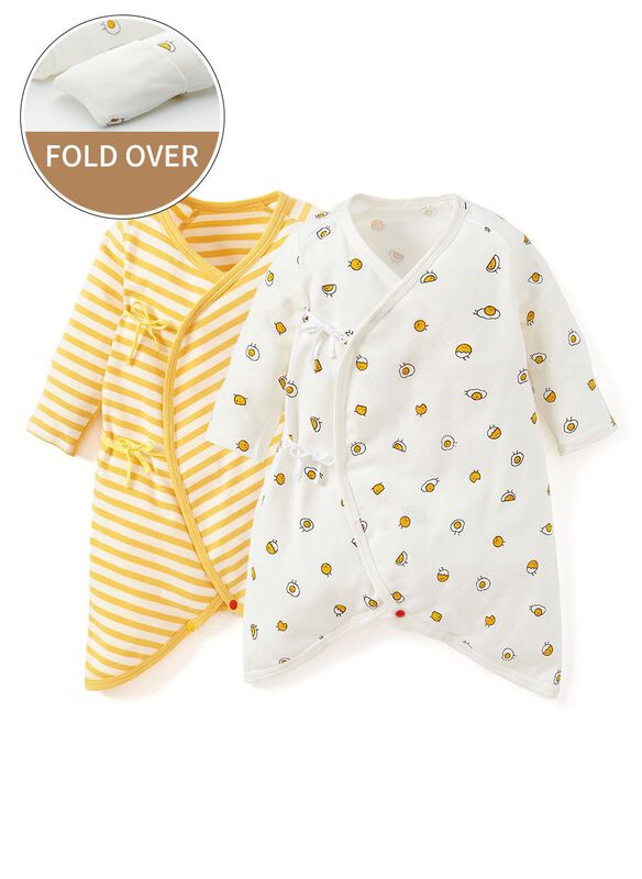 Yolk Newborn Cotton Long Sleeve Romper 2 Pack