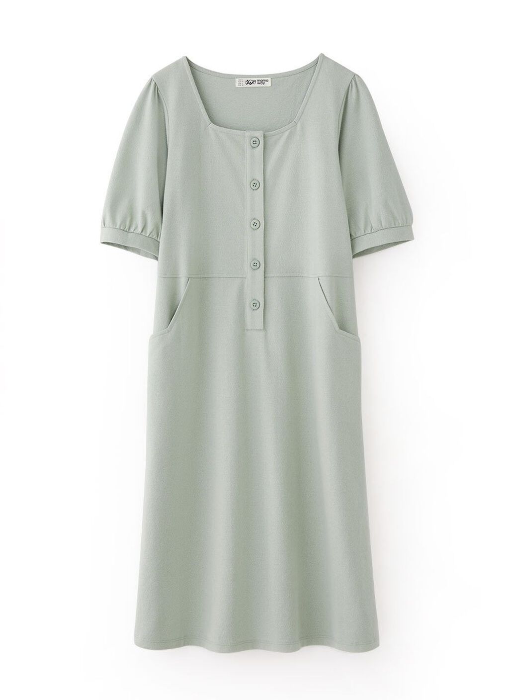 Buttoned Square Neck Maternity & Nursing Short Sleeve Dress, , hi-res image number 5