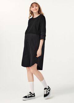 Round Neck Patchwork M&N Dress, , hi-res