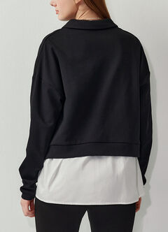 Skipper Collar 2 in 1 Maternity & Nursing Layered Jumper, Black, hi-res