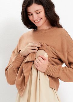 Knitted 2 in 1 Maternity & Nursing Layered Jumper, , hi-res