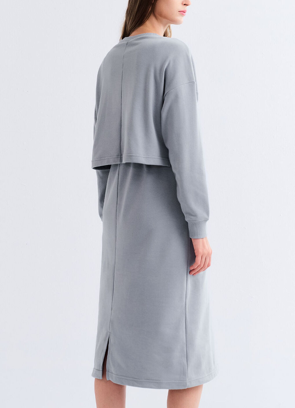 Back Slit Maternity & Nursing Two-Piece Dress, Sage, hi-res image number 2
