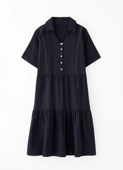 Cotton Maternity & Nursing Short Sleeve Tiered Dress, , hi-res