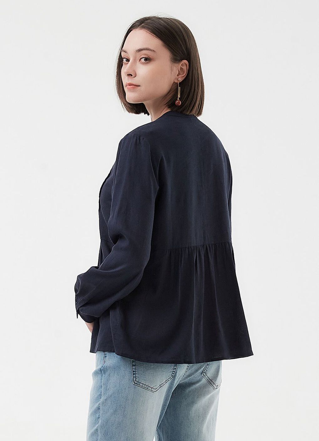 Emboss Pleated Long Sleeve Maternity & Nursing Shirt, , hi-res image number 4