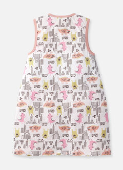 Lightweight Optimum Temp. Sleep Suit-Monster War, Pink, hi-res