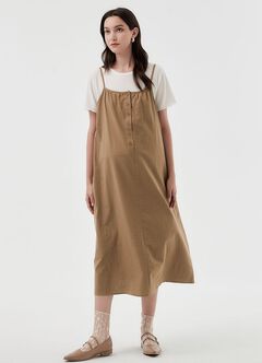 Buttoned Short Sleeve Maternity & Nursing Dress, , hi-res