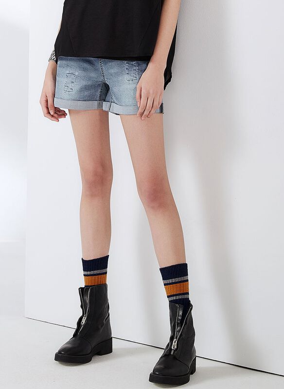 Maternity Ripped Denim Shorts