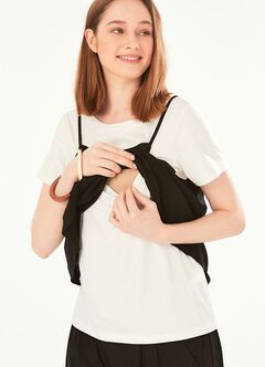 2 in 1 Maternity & Nursing Spliced Top, Black, hi-res