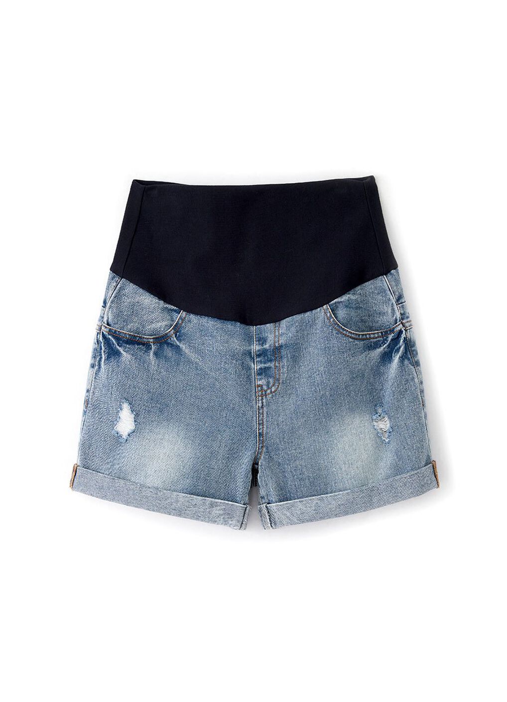 Ripped Cuffed Maternity Denim Shorts, , hi-res image number 5